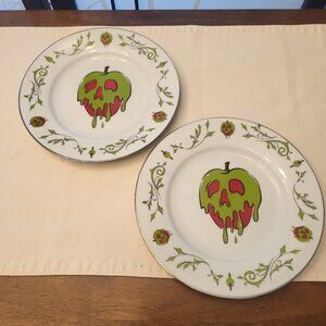 Disney Villains Poison Apple Pearlescent Trimmed Salad Plates - Set of 2 - NEW